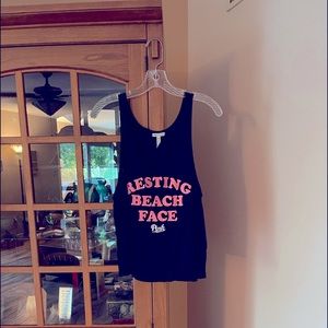 PINK resting beach face tank top